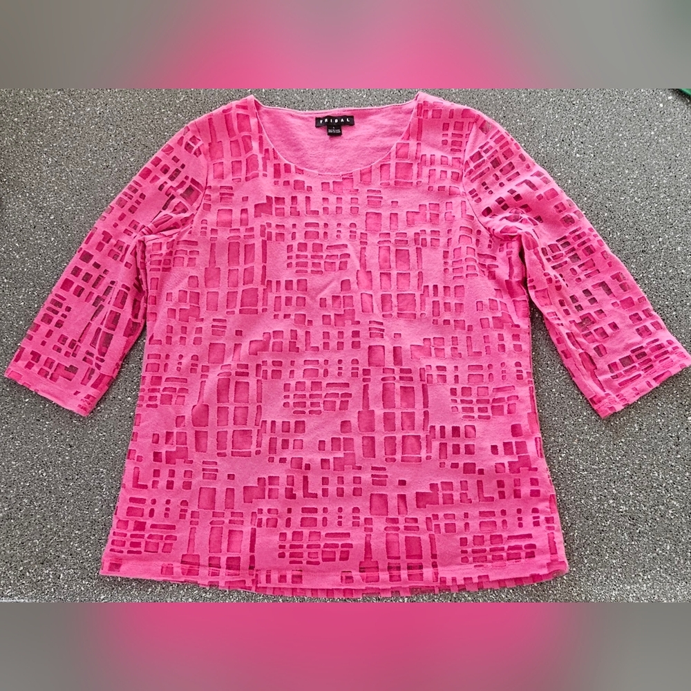 Block Burnout top Large Pink